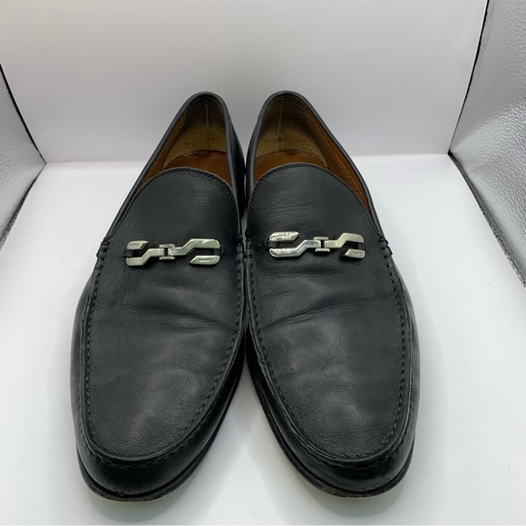 A. Testoni Basic Mens Black Pebbled Buckle Leather Loafer Shoes Size 10.5 - Picture 8 of 12